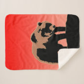 グリズリーベアーアットサンセット – オリジナルワイルドライフアート シェルパブランケット (正面(横))