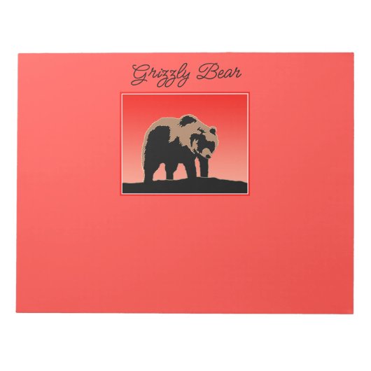 グリズリーベアーアットサンセット – オリジナルワイルドライフアート ノートパッド (正面)