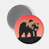 グリズリーベアーアットサンセット – オリジナルワイルドライフアート マグネット (正面/裏面)
