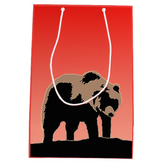 グリズリーベアーアットサンセット – オリジナルワイルドライフアート ミディアムペーパーバッグ (裏面)