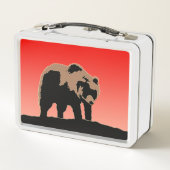 グリズリーベアーアットサンセット – オリジナルワイルドライフアート メタルランチボックス (裏面)