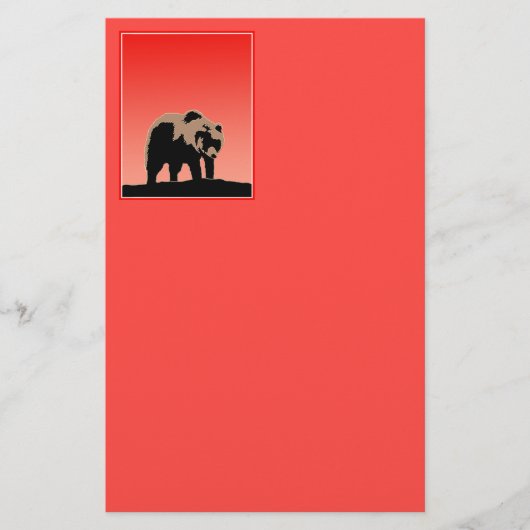 グリズリーベアーアットサンセット – オリジナルワイルドライフアート 便箋 (正面)