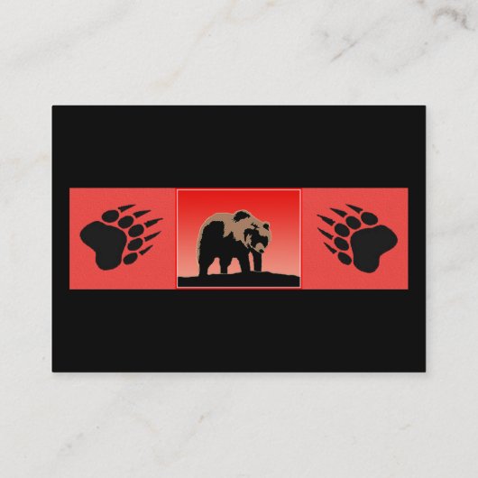 グリズリーベアーアットサンセット – オリジナルワイルドライフアート 名刺 (裏面)