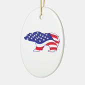 グリズリーベアーアメリカ国旗 セラミックオーナメント (左)