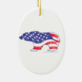 グリズリーベアーアメリカ国旗 セラミックオーナメント (裏面)