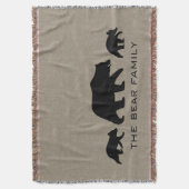 グリズリーベアーキュブシルエットカスタム文字 スローブランケット (正面縦)
