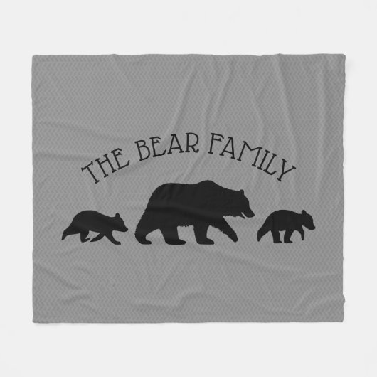 グリズリーベアーキュブシルエットカスタム文字 フリースブランケット (正面(横))