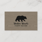 グリズリーベアーシルエットフェイクオンウッド |野生生物 名刺 (正面)