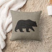 グリズリーベアーシルエットフェイクリネンバーラップスタイル クッション (ブランケット)