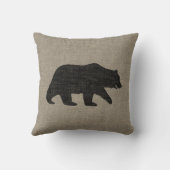 グリズリーベアーシルエットフェイクリネンバーラップスタイル クッション (裏面)