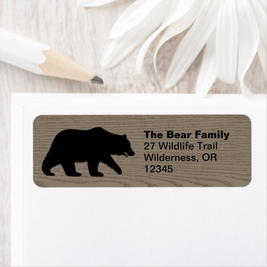 グリズリーベアーシルエット差出人住所ラベル ラベル (インサイチュ)