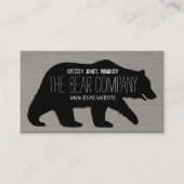 グリズリーベアーシルエット素朴風化木フェイク材 名刺 (正面)