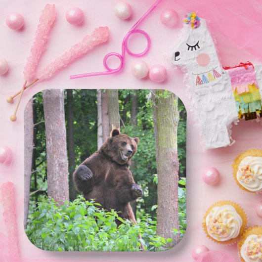 グリズリーベアースタンディングトール紙プレート ペーパープレート (パーティー)