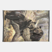 グリズリーベアーズCEスワン、ヴィンテージ森林動物 キッチンタオル (横)