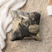 グリズリーベアーズCEスワン、ヴィンテージ森林動物 クッション (ブランケット)