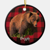 グリズリーベアーバッファロープレイドセラミックオーナメント セラミックオーナメント (正面)
