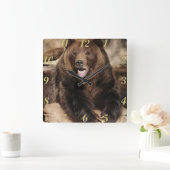 グリズリーベアーバー スクエア壁時計 (ホーム)