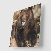 グリズリーベアーバー スクエア壁時計 (傾斜)