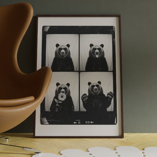 グリズリーベアーフォトブーストレンディーウォールアートポスター ポスター