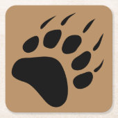 グリズリーベアーブラックポープリントバーウェア スクエアペーパーコースター (正面)