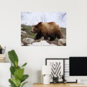 グリズリーベアーポスター ポスター (ホームオフィス)