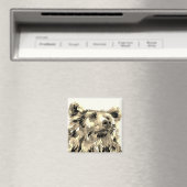 グリズリーベアーポップ・アートのト自然ブラウン マグネット (インサイチュ (食洗機))