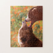 グリズリーベアーママとカブ絵画ズ – ワイルドライフアート ジグソーパズル (縦)