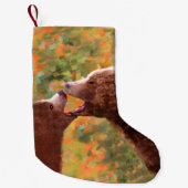 グリズリーベアーママとカブ絵画ズ – ワイルドライフアート スモールクリスマスストッキング (正面)