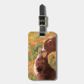 グリズリーベアーママとカブ絵画ズ – ワイルドライフアート ラゲッジタグ (正面縦)