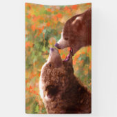 グリズリーベアーママとカブ絵画ズ – ワイルドライフアート 横断幕 (縦)