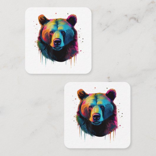 グリズリーベアーラバーポップ・アートのトアートビッググリズリーベアー スクエア名刺 (正面/裏面)