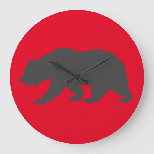 グリズリーベアーレッドウォールクロック ラージ壁時計 (正面)