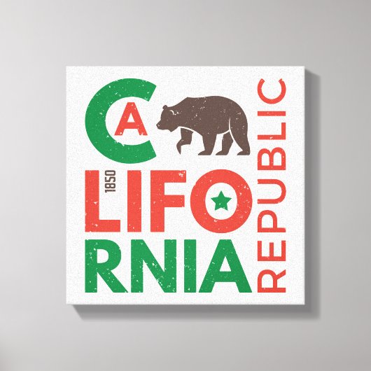 グリズリーベアーロゴ付きカリフォルニア キャンバスプリント (正面)