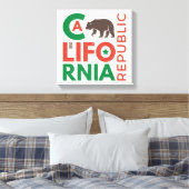 グリズリーベアーロゴ付きカリフォルニア キャンバスプリント (インサイチュ (寝室))