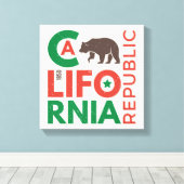 グリズリーベアーロゴ付きカリフォルニア キャンバスプリント (インサイチュ (ウッドフロア))