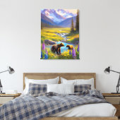 グリズリーベアーロッキーマウンテン春メドールパン キャンバスプリント (インサイチュ (寝室))