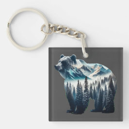 グリズリーベアー山と森 キーホルダー