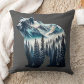 グリズリーベアー山と森 クッション (ブランケット)