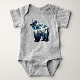 グリズリーベアー山と森 ベビーボディスーツ
