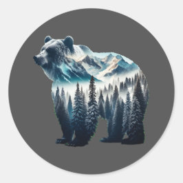 グリズリーベアー山と森 ラウンドシール