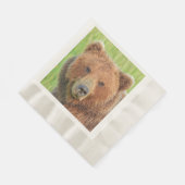 グリズリーベア付きCoined Lunchestionナプキン 縁ありランチョンナプキン (角)