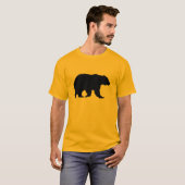 グリズリーベア歩くブラックシルエット Tシャツ (正面フル)