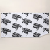 グリズリーベア狩りディアシンプルスケッチ ビーチタオル (正面)