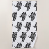 グリズリーベア狩りディアシンプルスケッチ ビーチタオル (正面)