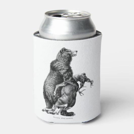 グリズリーベア狩りディアシンプルスケッチ 缶クーラー (缶正面)