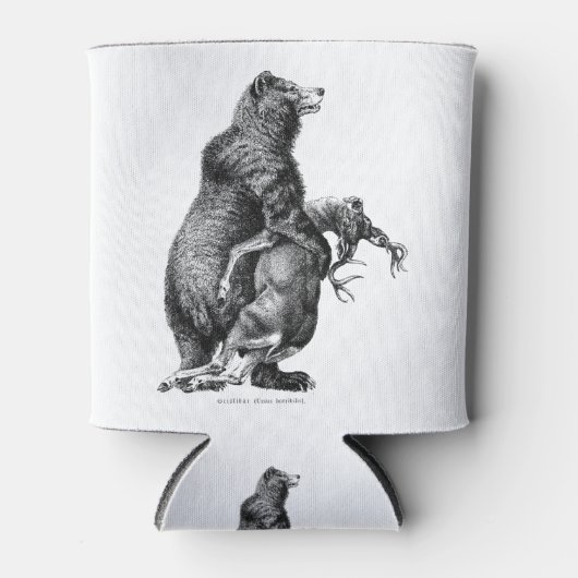 グリズリーベア狩りディアシンプルスケッチ 缶クーラー (正面)