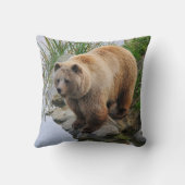 グリズリーベア野生動物写真 クッション (裏面)