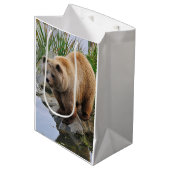 グリズリーベア野生動物写真 ミディアムペーパーバッグ (正面アングル)