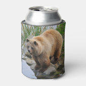 グリズリーベア野生動物写真 缶クーラー (缶正面)