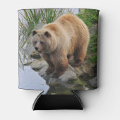 グリズリーベア野生動物写真 缶クーラー (正面)